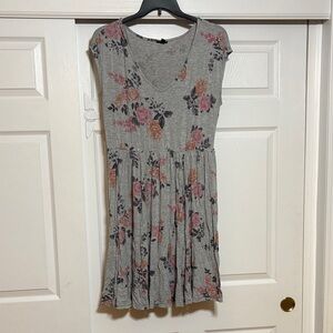 Torrid Gray Floral Mini Dress